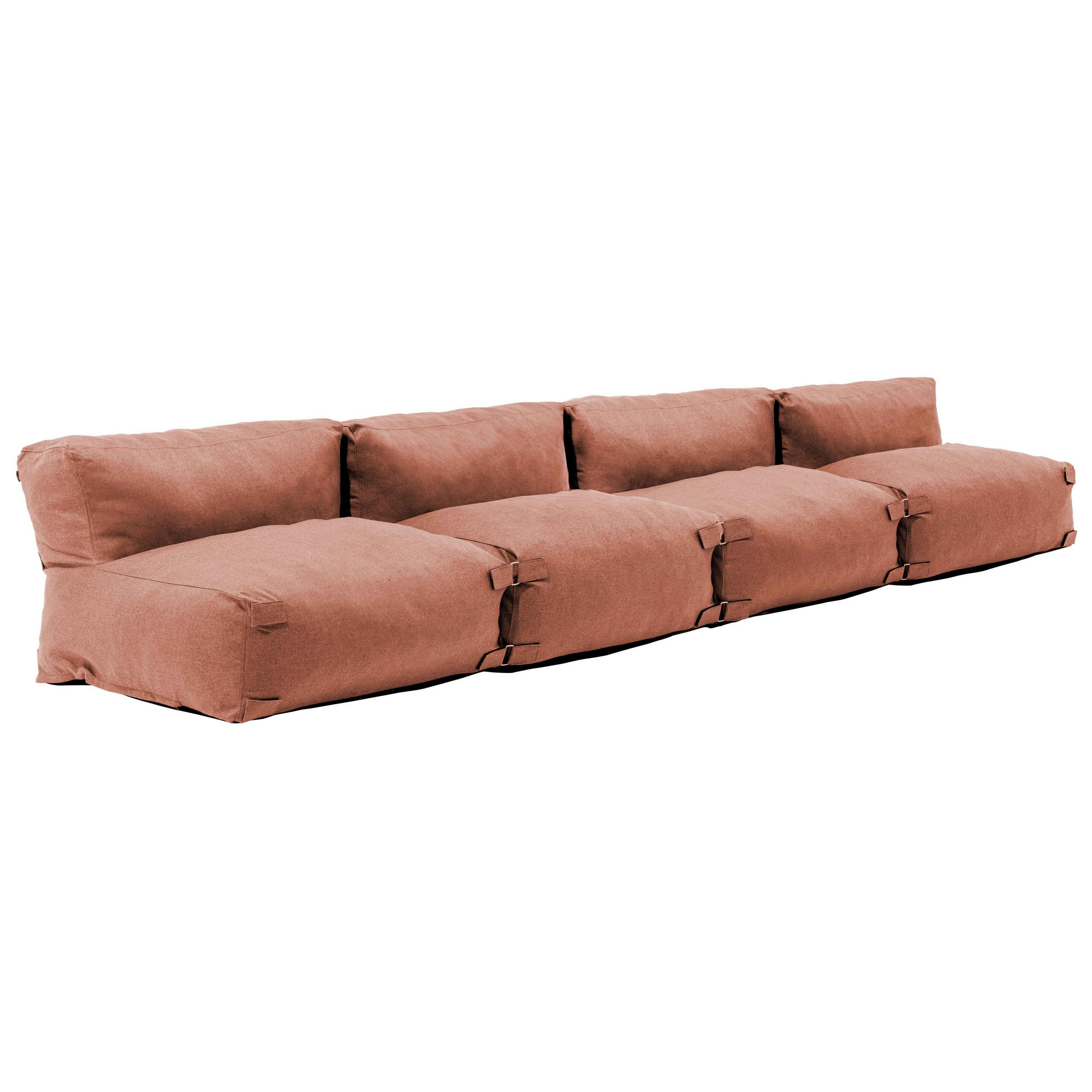 GARTENSOFA mit 4 Sitzplätzen, Terrakotta - Pink, Textil - Oviala