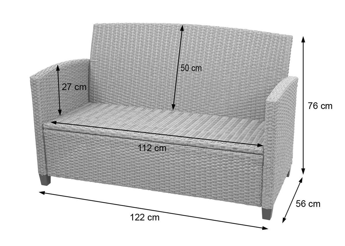 GARTEN-GARNITUR XXL mit Kissen Grau-Braun - Grau, Textil - PROREGAL