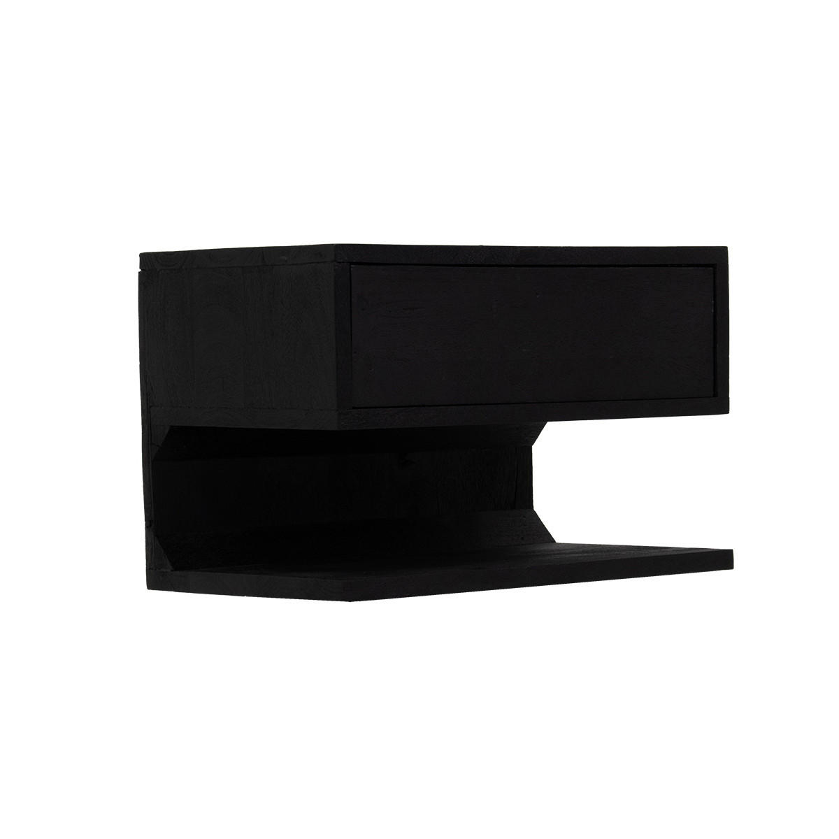 NACHTTISCH mit 1 Schubladen aus Mangoholz 45x30x30cm, schwarz - Schwarz, Holz (45/30/30cm) - Giga Meubel
