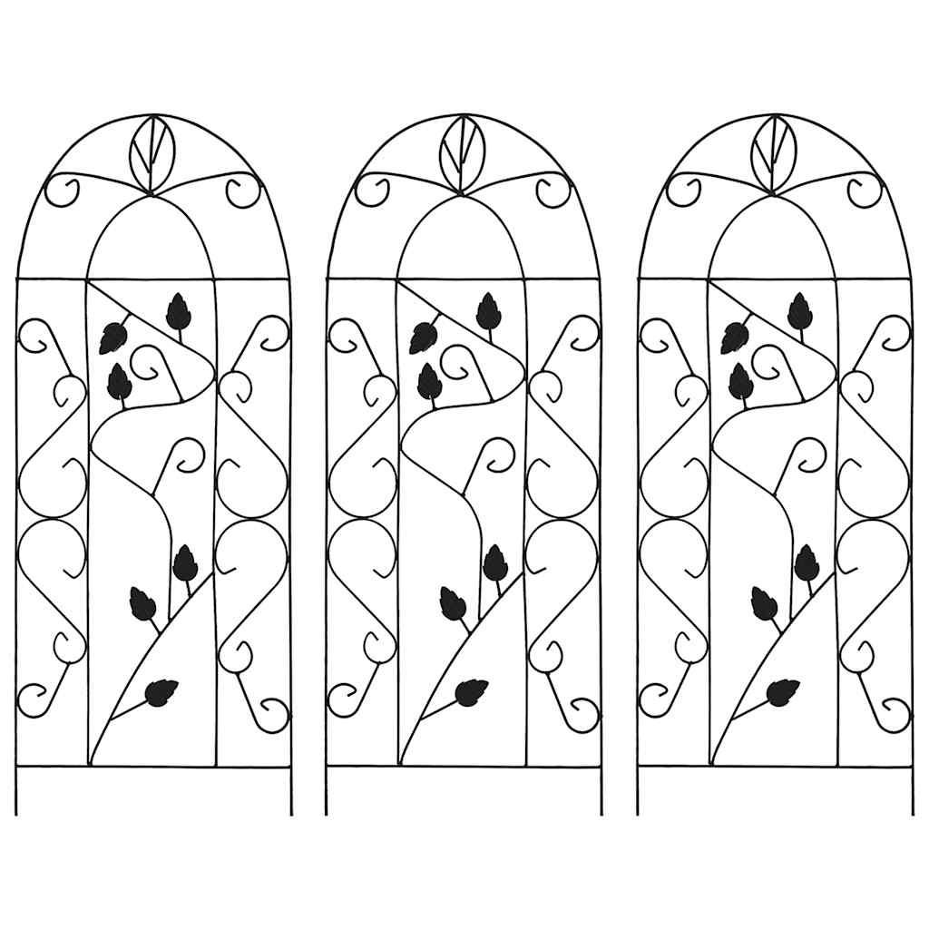 RANKGITTER mit Blatt-Motiv, 40/100 cm, aus Eisen, Schwarz, 3er-Set - Schwarz, Metall (40/100/1cm) - vidaXL