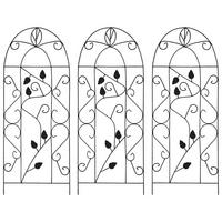 RANKGITTER mit Blatt-Motiv, 40/100 cm, aus Eisen, Schwarz, 3er-Set - Schwarz, Metall (40/100/1cm) - vidaXL