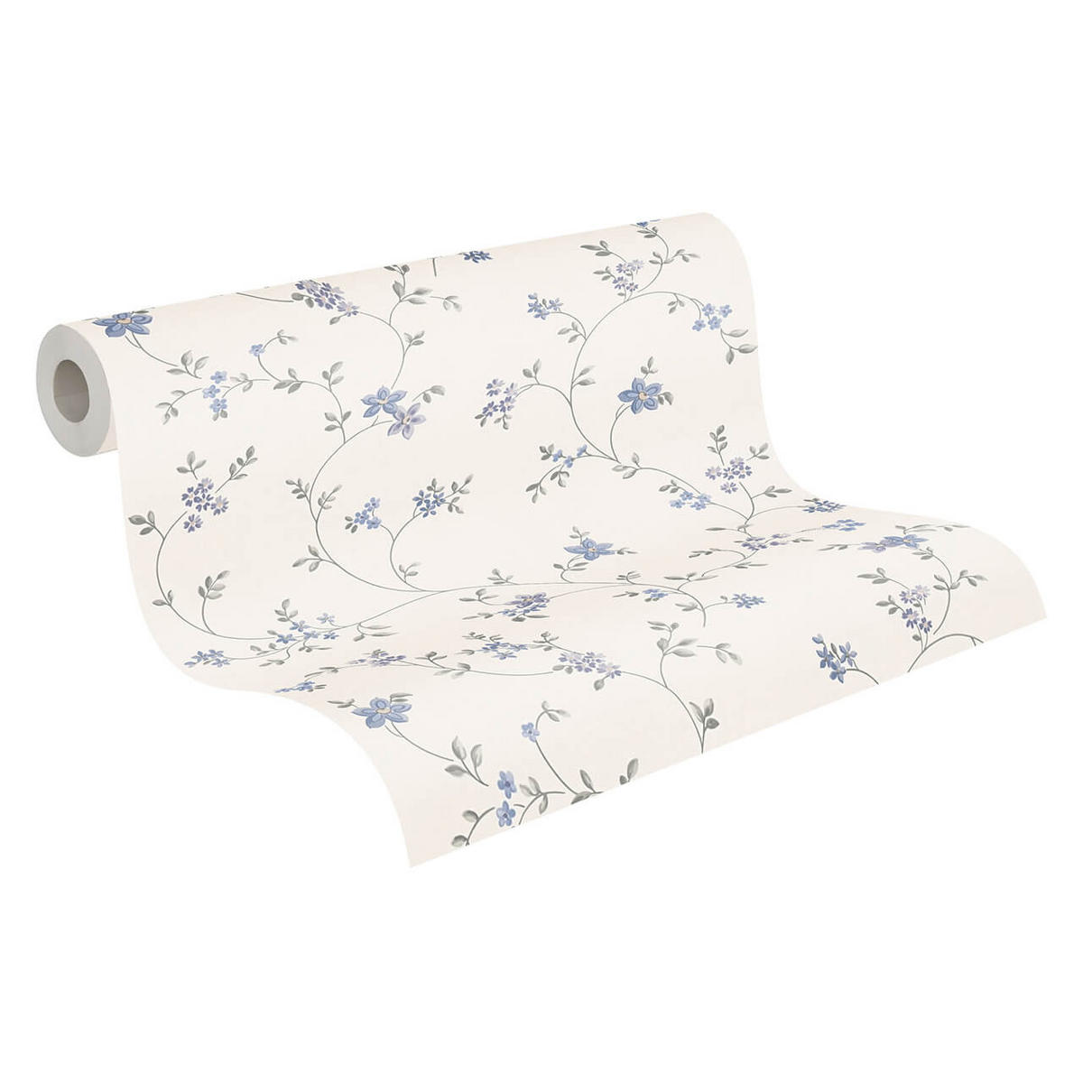 LANDHAUSTAPETEN Blumentapete, creme, grau - Beige/Creme, Papier (53/1cm) - A.S. Creation