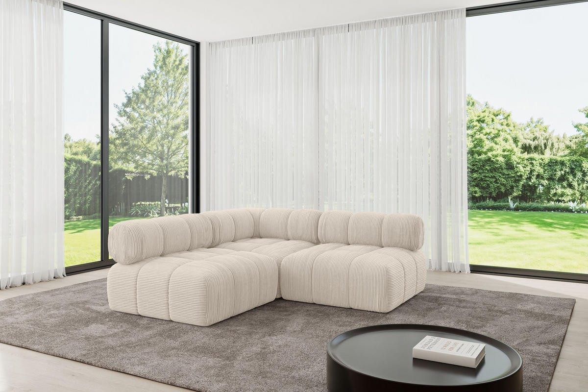 ECKSOFA modulares Sofa Samaro-L1 - 190x190x70 cm Beige Cord - Beige, Holzwerkstoff/Textil (190/190cm) - ALTDECOR