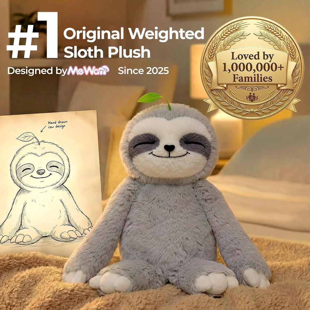 PLÜSCHTIER Faultier 1,8 kg mit beschwertem Bauch - Grau, Textil (0.1/0.1cm)