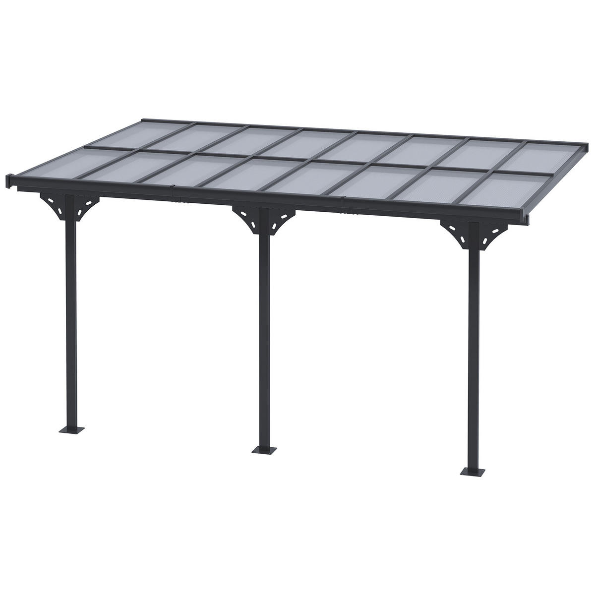PERGOLA Pavillon 4 x 3 m Gartenpavillon Überdachung Zelt 231-250 cm höhenverstellbar Sonnenschutz Terrassendach Anbaupavillion Aluminium Grau - Grau, Metall (435/250/302cm)
