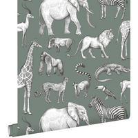 TAPETE Dschungeltiere 53 cm x 10.05 m - Grün, Papier (53/0.1cm) - ESTAhome