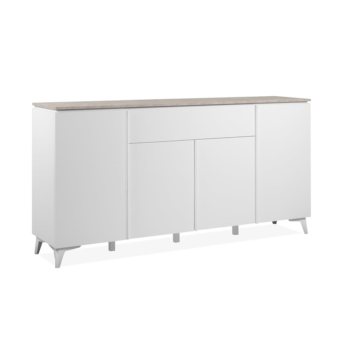 SIDEBOARD 4 Türen 1 Schublade L177 cm - BERTRIX - Weiß, Holzwerkstoff (177/92/40cm) - Finori GmbH