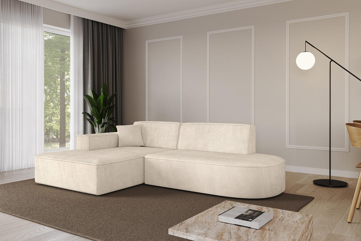 ECKSOFA Ottomane Links IREA-L1-v4 - 234x171x79 cm Beige - Beige, Holzwerkstoff/Textil (234/171cm) - ALTDECOR