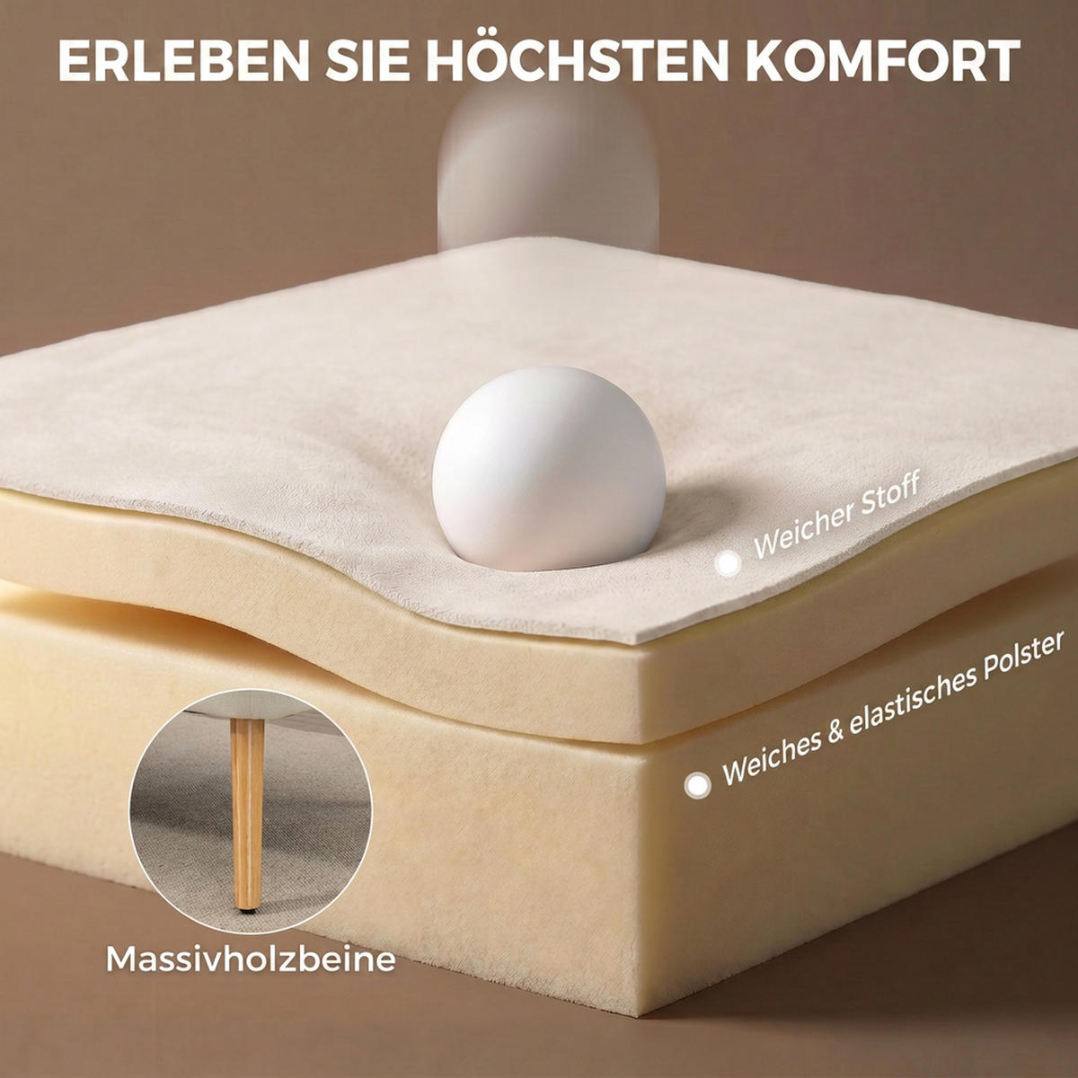 2-SITZER Sofa Creme 117.0/56.5/77.0 cm - Creme, Textil (56.5/77/117cm)