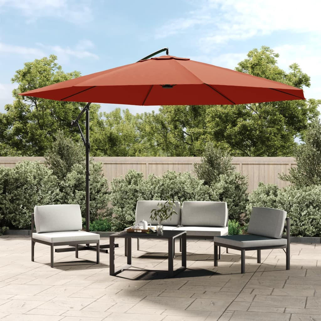 AMPELSCHIRM mit Aluminium-Mast 350 cm Terrakotta - Braun, Textil (350/350cm) - furnicato