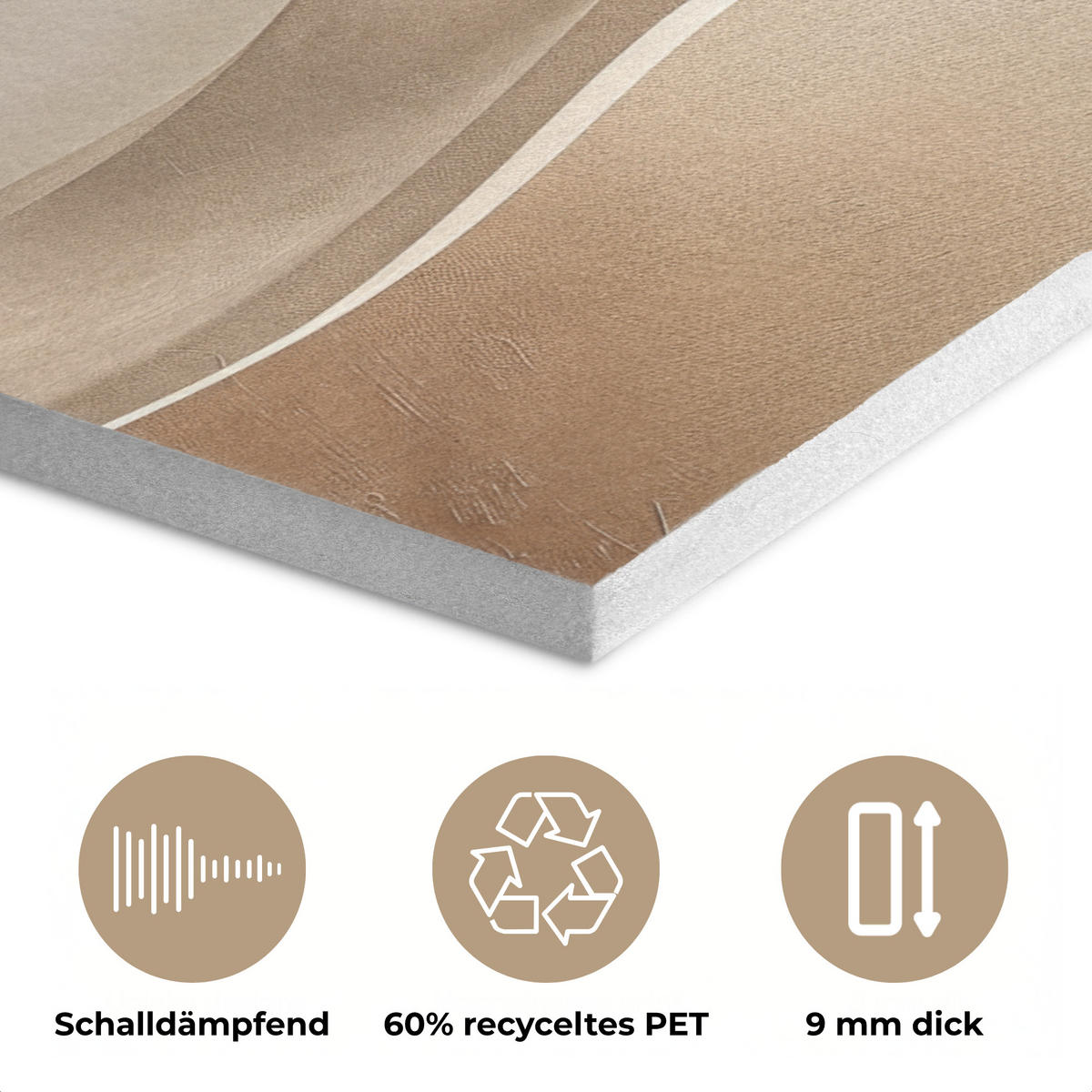 AKUSTIKPANEEL Beige - Natur - Abstrakt - Modern 80x60 cm - Beige, Textil (80/0.9/60cm) - MuchoWow