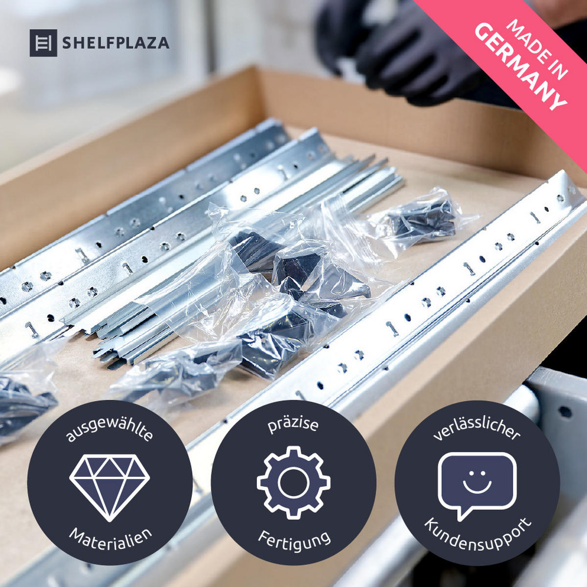 SCHWERLASTREGAL HOME 90x60x40 cm in verzinkt mit 3 Böden und 175 kg Traglast pro Boden - Silberfarben, Metall (60/90/40cm) - shelfplaza