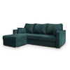 ECKSOFA NIDA Petrol Geflochtener Stoff mit Schlaffunktion - Petrol, Holz (220/143cm) - MASSENO