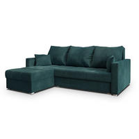 ECKSOFA NIDA Petrol Geflochtener Stoff mit Schlaffunktion - Petrol, Holz (220/143cm) - MASSENO
