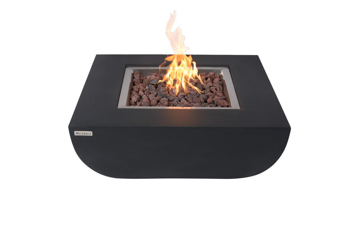 FEUERSTELLE Itasy in Beton-Optik schwarz aus Faserbeton - Schwarz, Stein (106/40/106cm) - Elementi