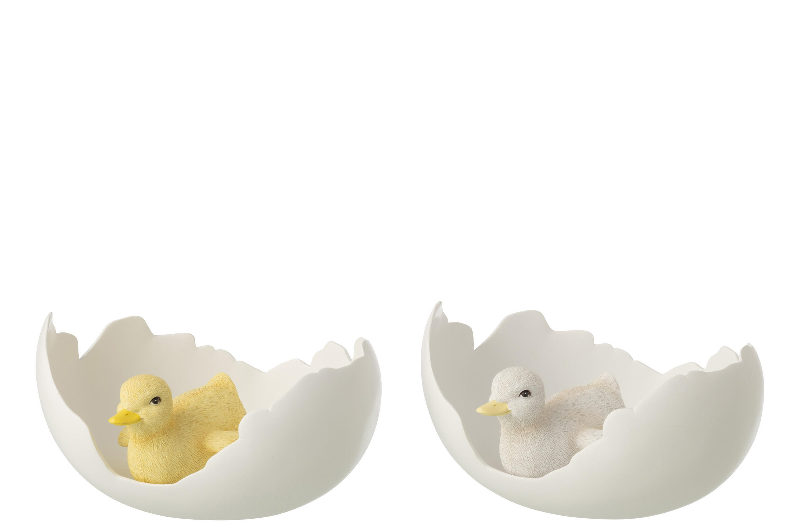 DEKOOBJEKT ENTE IN EIERSCHALE Weiß - Weiß, Glas/Naturmaterialien (15.5/10.5/19cm) - J-Line