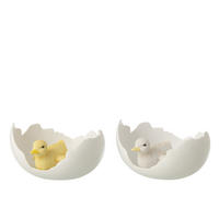 DEKOOBJEKT ENTE IN EIERSCHALE Weiß - Weiß, Glas/Naturmaterialien (15.5/10.5/19cm) - J-Line