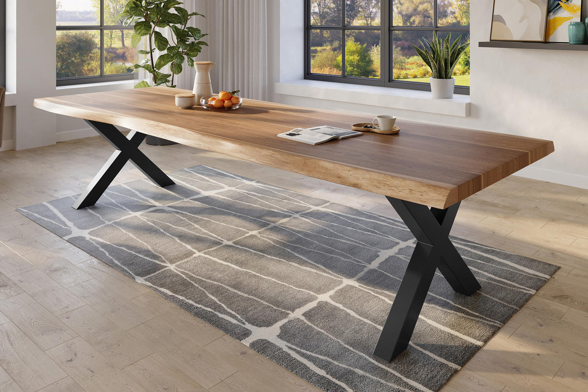 ESSTISCH TITAN - Beige/Schwarz, Holz (120/350/79cm) - SAM