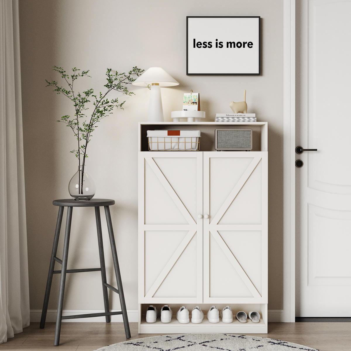 SCHUHSCHRANK aus MDF & Spanplatte in Weiß mit 8 Fächern - Weiß, Holzwerkstoff (80/141/40cm) - Modfu