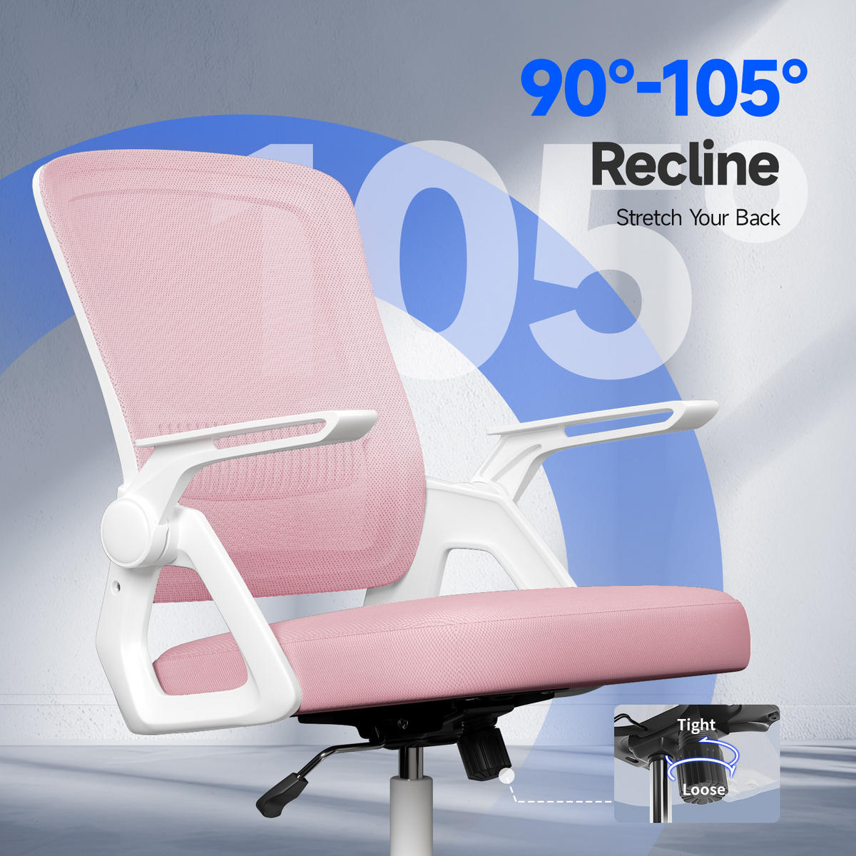BÜROSTUHL Weiß-Rahmen Pink ergonomisch mit atmungsaktiver Rückenlehne - Pink, Metall (22.5/53/54.2cm) - Rattrix