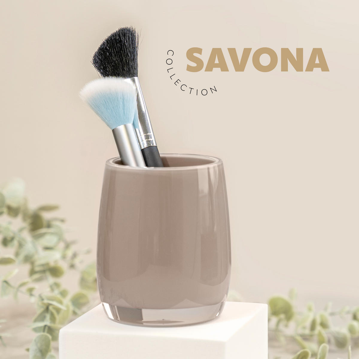 ZAHNPUTZBECHER SAVONA, braun - Cappuccino, Kunststoff (8/9.5/8cm) - bremermann