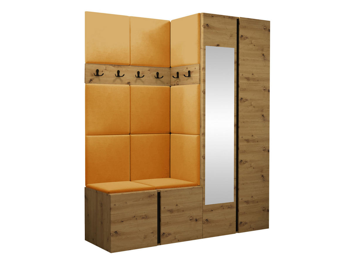 GARDEROBEN-SET Orion XII - Eiche Artisan/Orange, Holzwerkstoff/Kunststoff (158/186/46cm) - MIRJAN24
