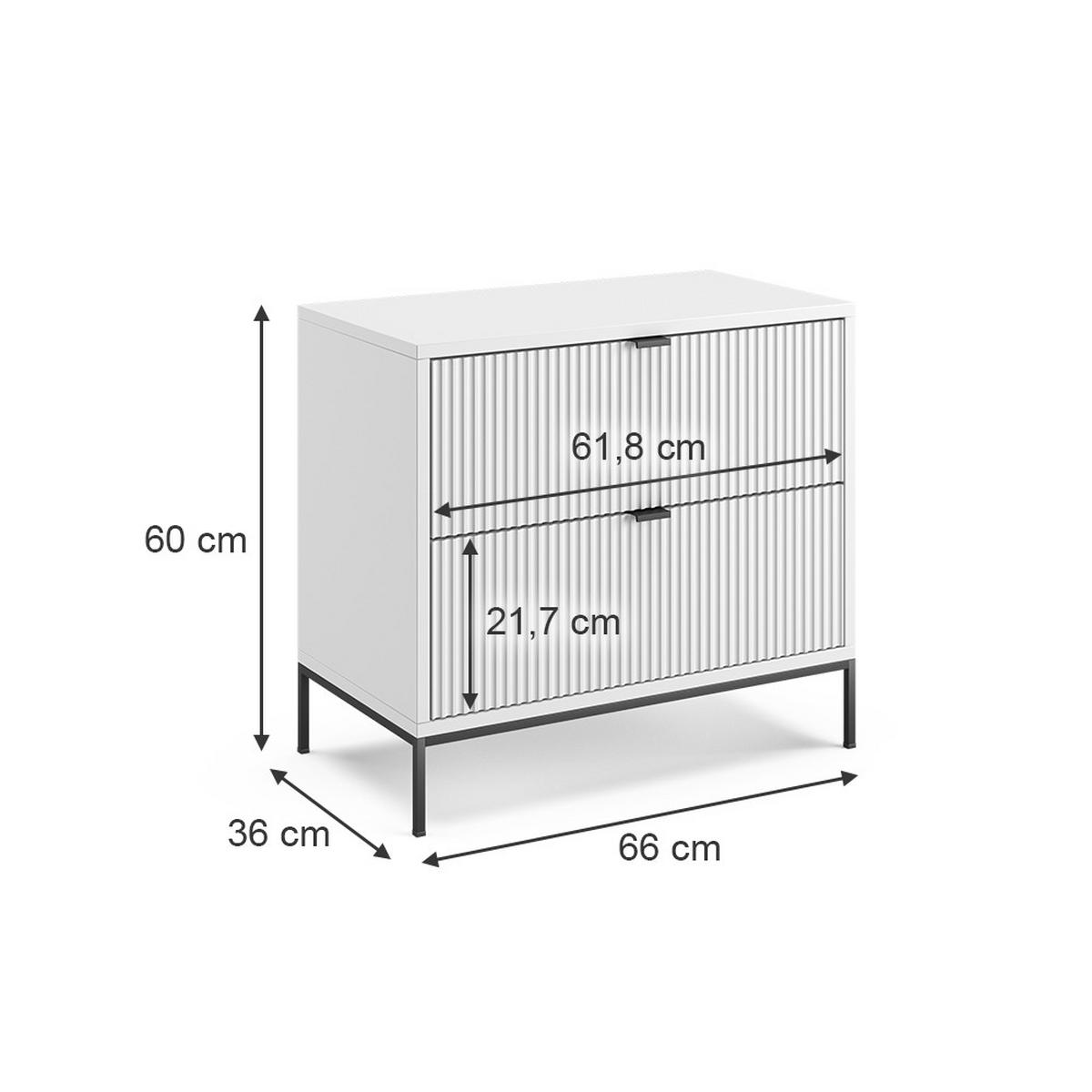 NACHTTISCH Eliza Weiß 66 x 60 cm mit 2 Schubladen - Weiß, Holzwerkstoff (66/60/36cm) - Vicco