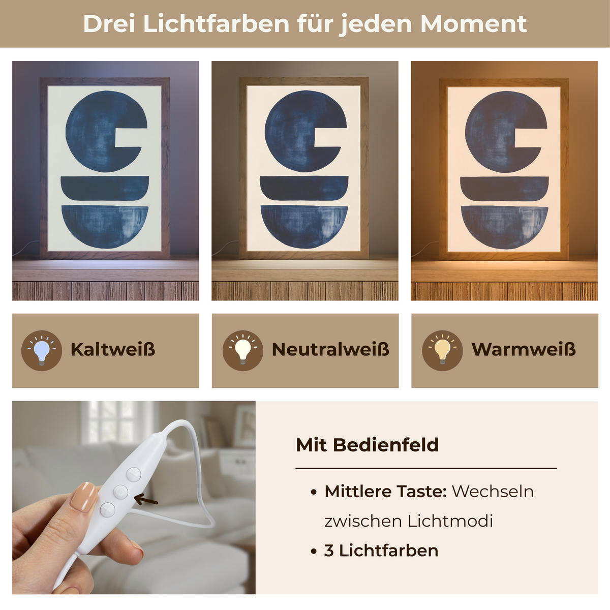 WANDLEUCHTE Formen - Blau - Abstrakt 20x30 cm - Dunkelblau, Holzwerkstoff (20/30/8cm) - OnlyWow