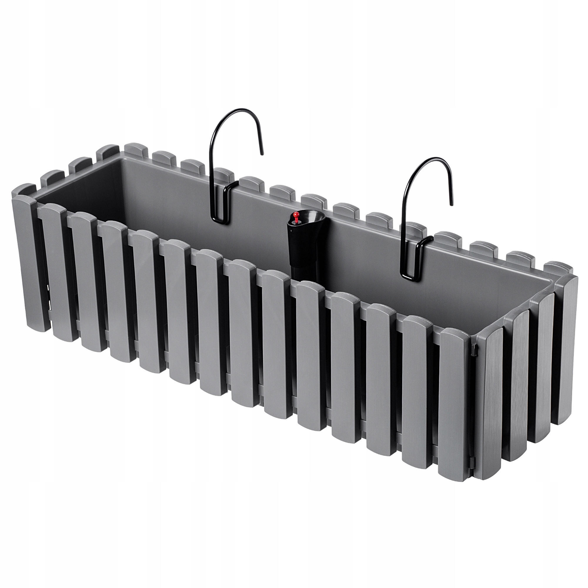 BALKONKASTEN mit Griffen und Bewässerungssystem, 60 cm, grau - Grau, Kunststoff (18/58cm) - KADAX