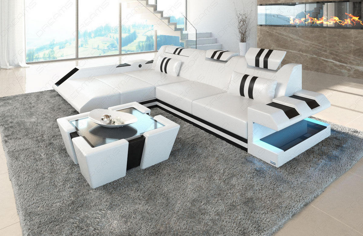 ECKSOFA Apollonia L - Weiß, Leder (295/190cm) - Sofa Dreams