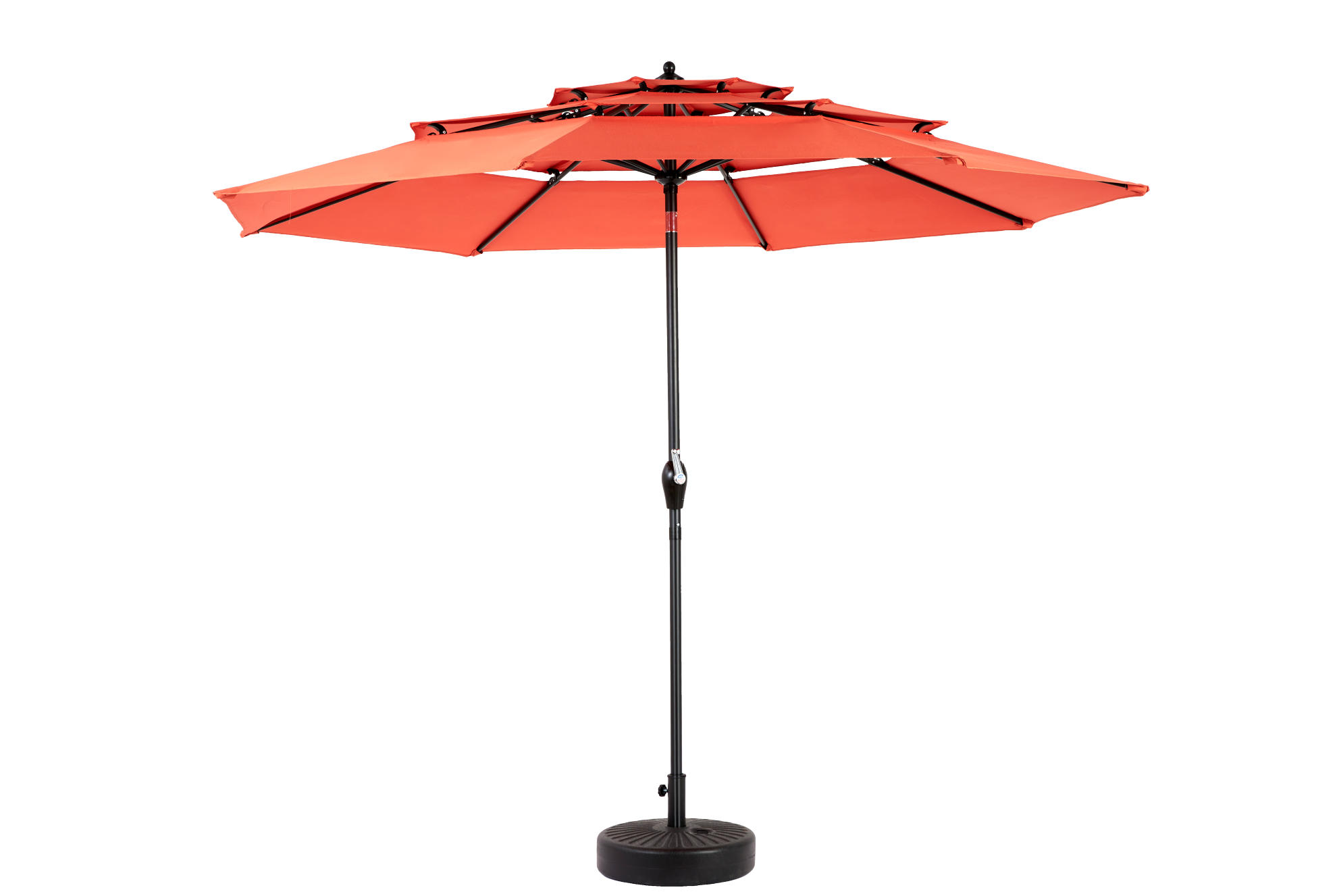SONNENSCHIRM 300/300/250 cm orange aus Stahl mit Kurbel und Auto-Tilt - Orange, Holzwerkstoff (294/294cm) - OKWISH