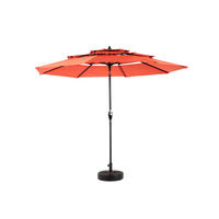 SONNENSCHIRM 300/300/250 cm orange aus Stahl mit Kurbel und Auto-Tilt - Orange, Holzwerkstoff (294/294cm) - OKWISH