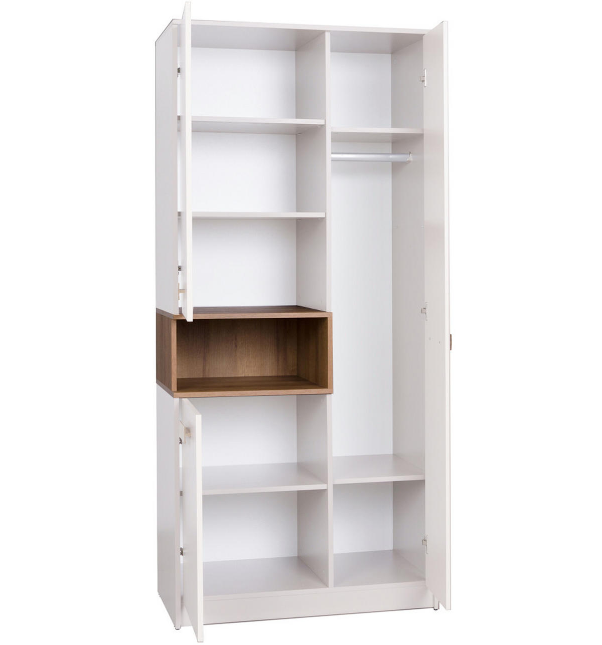 DREHTÜRENSCHRANK KLEIDERSCHRANK G1/B WEIß 88/195/54 - Weiß, Holzwerkstoff (88/195/54cm) - Marmex Möbel
