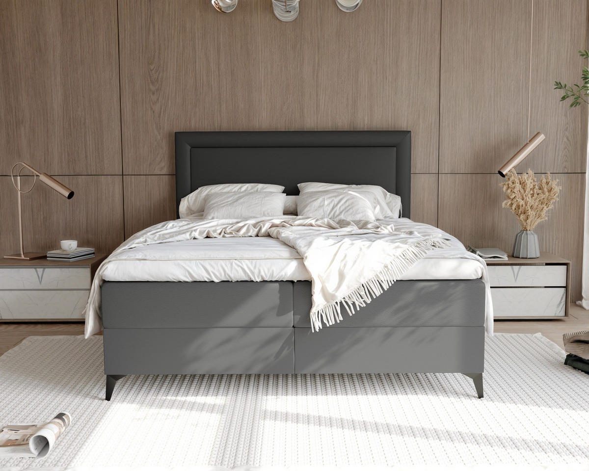 BOXBETT NERO 200/200 cm mit Matratze und Topper, Schwarz - Schwarz, Holzwerkstoff/Textil (200/200cm) - Idohome