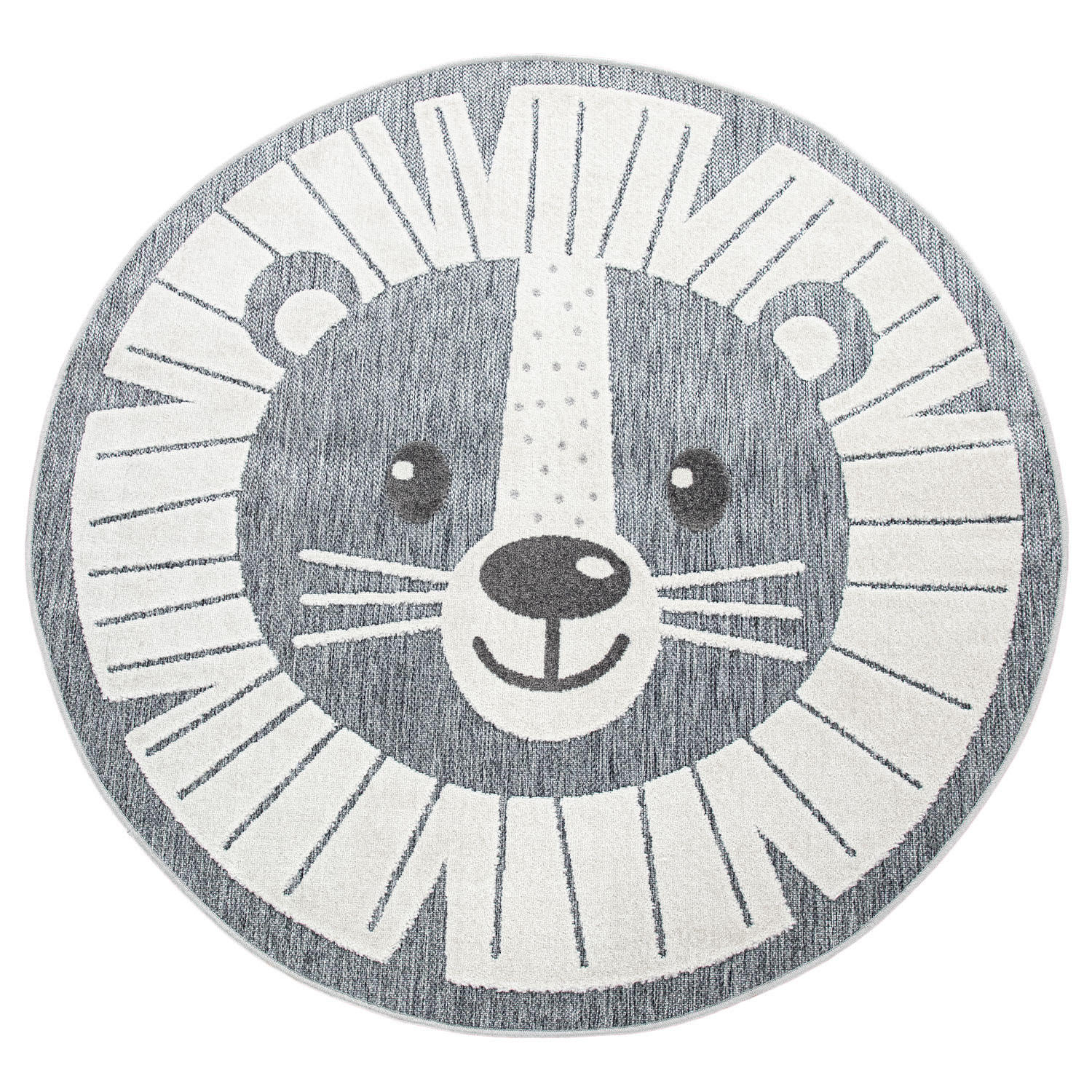 KINDERTEPPICH Löwe Kinderzimmer schmutzabweisend Grau Rund 120D - Grau, Textil (120/120cm) - KADIMA DESIGN