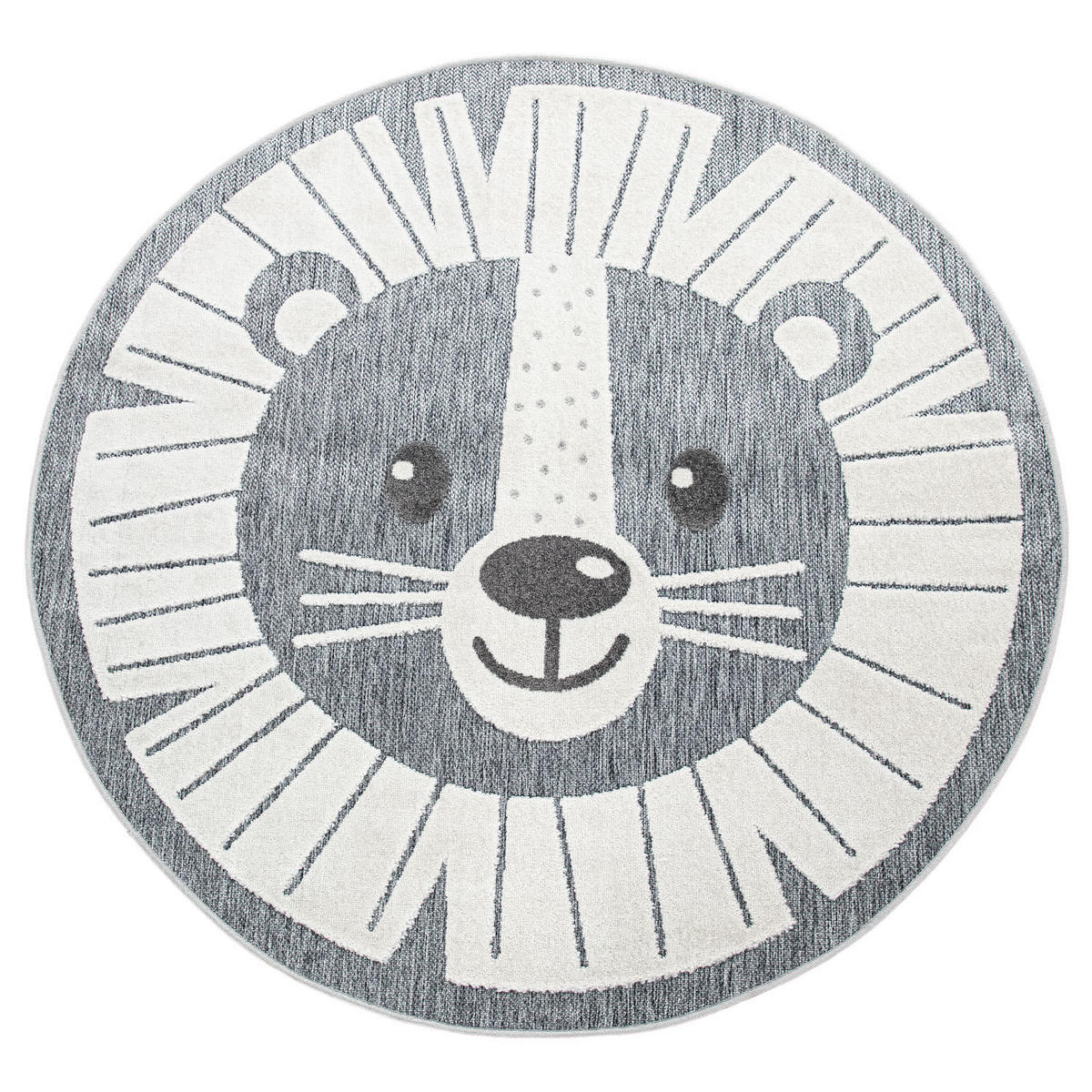 KINDERTEPPICH Löwe Kinderzimmer schmutzabweisend Grau Rund 120D - Grau, Textil (120/120cm) - KADIMA DESIGN