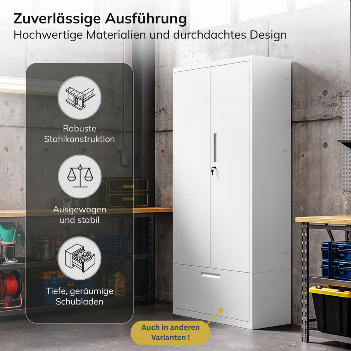 METALLSCHRANK mit Sockel RUEL 160x90x40cm Weiß - Weiß, Metall (90/160/40cm) - DELUKE