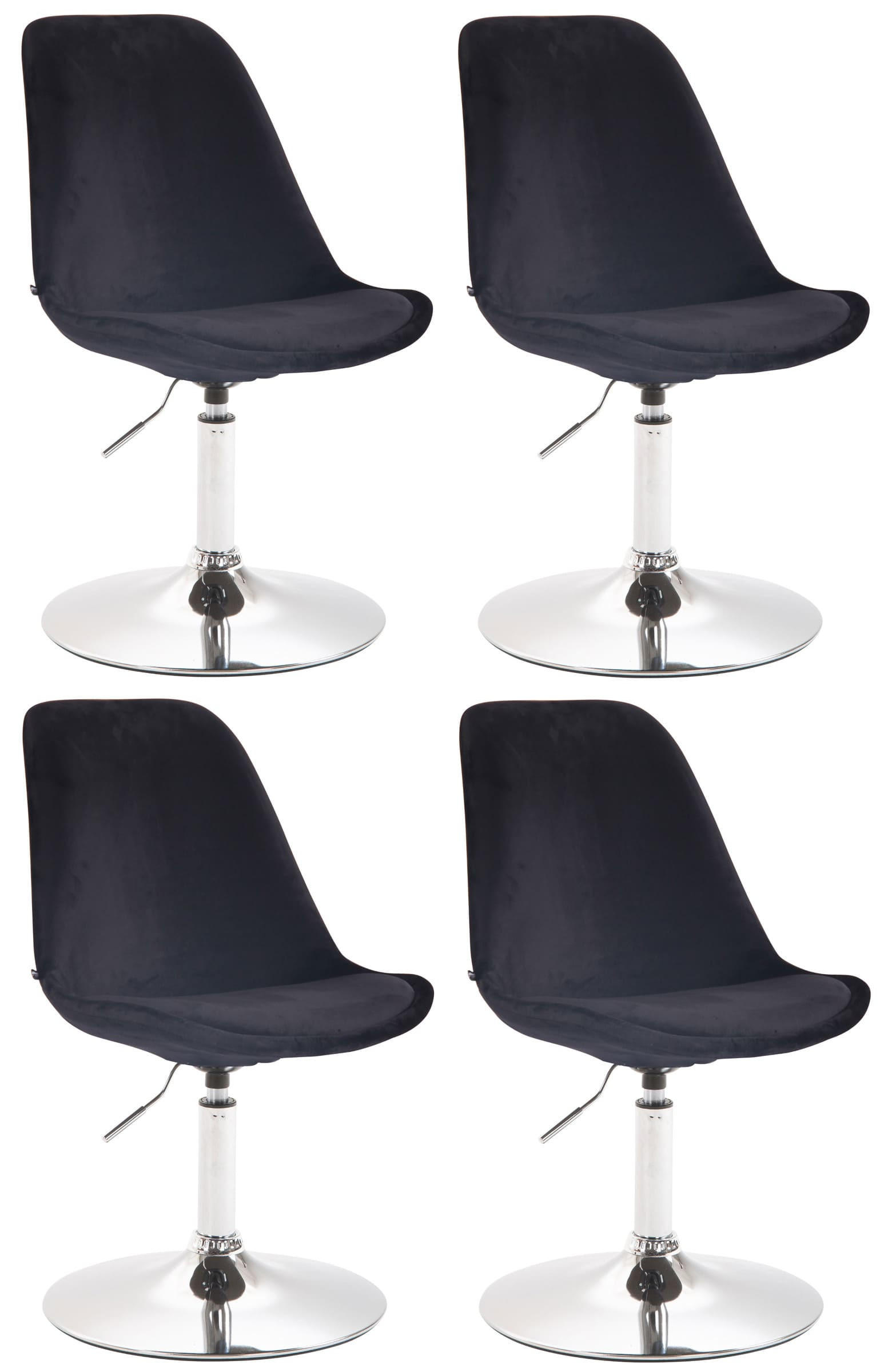 STUHL 4er Set Samt schwarz - Chromfarben/Schwarz, Textil/Metall (48/76/57cm) - CLP