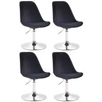STUHL 4er Set Samt schwarz - Chromfarben/Schwarz, Textil/Metall (48/76/57cm) - CLP