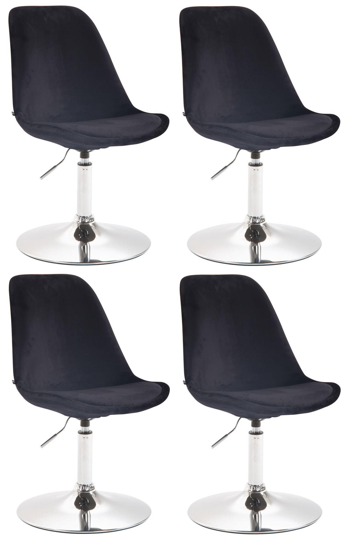 STUHL 4er Set Samt schwarz - Chromfarben/Schwarz, Textil/Metall (48/76/57cm) - CLP