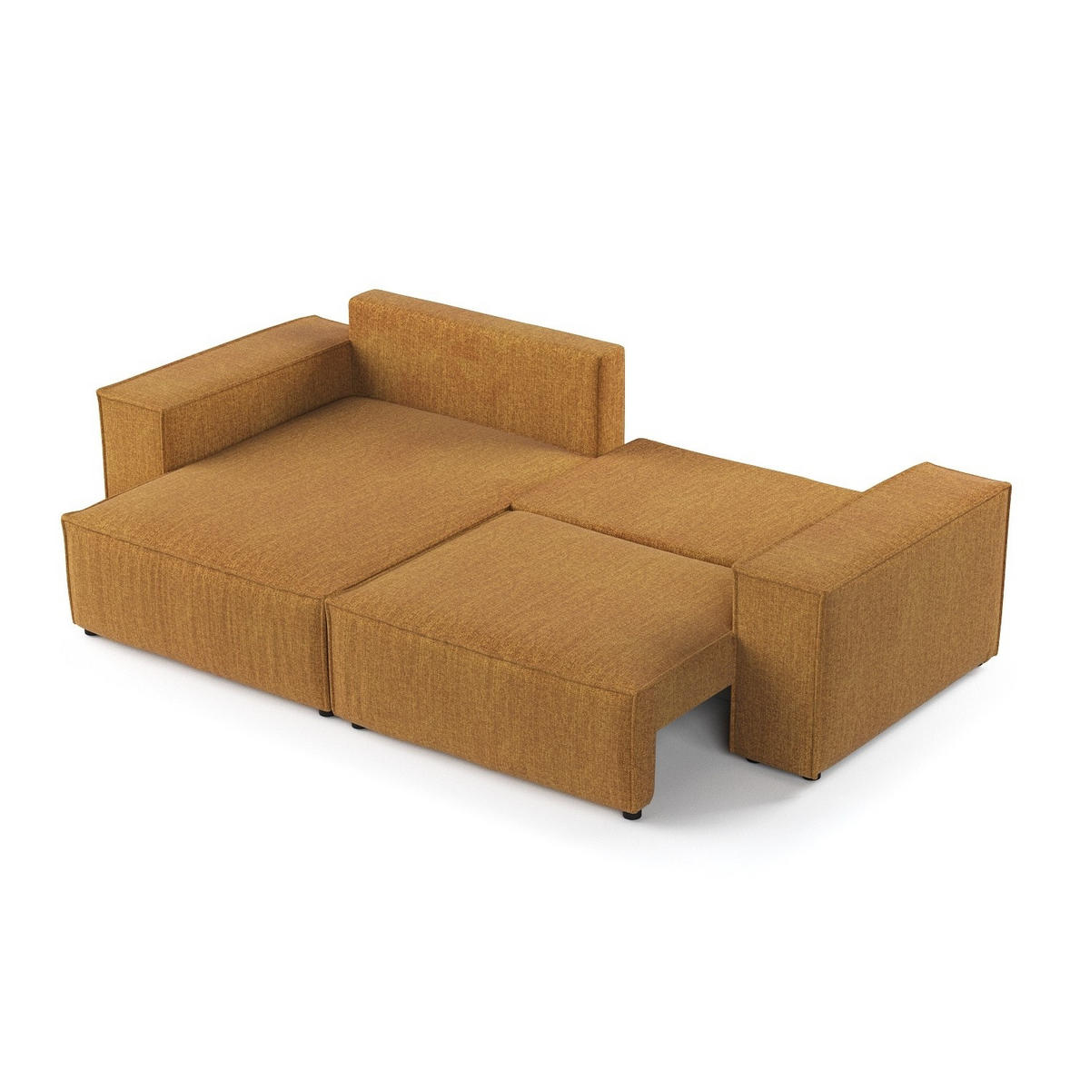ROHOVÁ SEDAČKA CAVO, textil, Medově žlutá - černá/med, dřevo/kompozitní dřevo (255/148cm) - AltaBeds