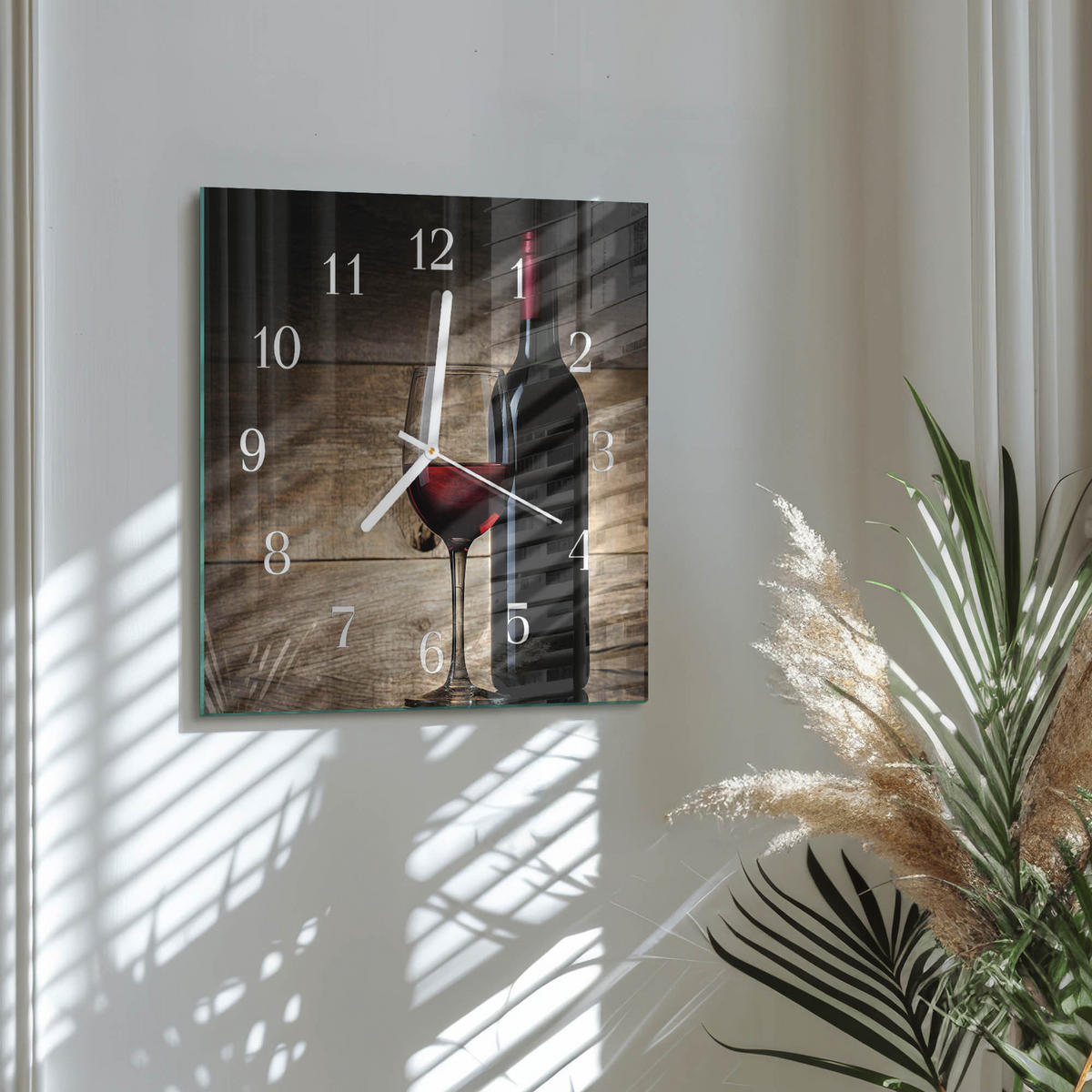 WANDUHR 30x30 cm - Wein - Rot, Glas (30/30/0.4cm) - TULUP
