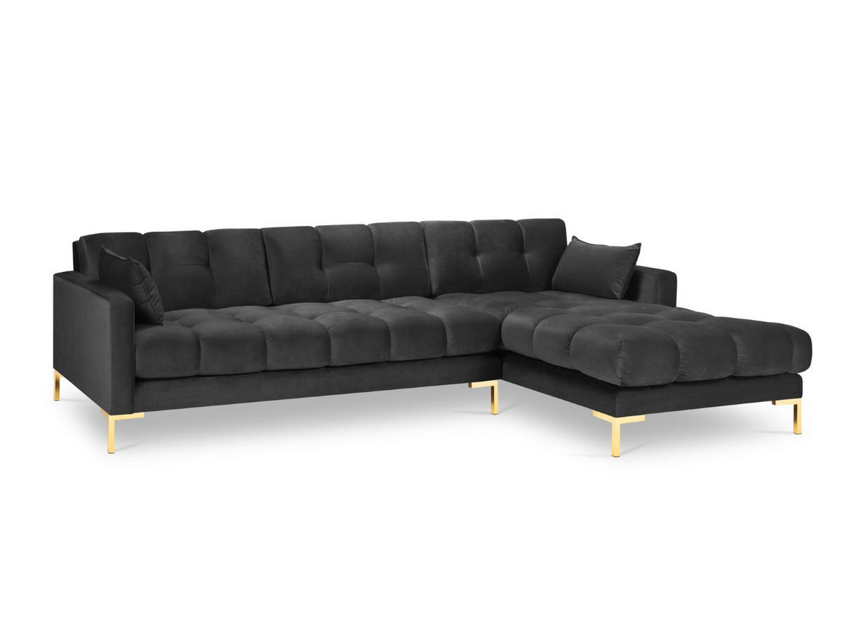 ECKSOFA rechts Mamaia aus Samt dunkelgrau 5 Sitzplätze - Dunkelgrau, Textil (185/293cm) - Micadoni