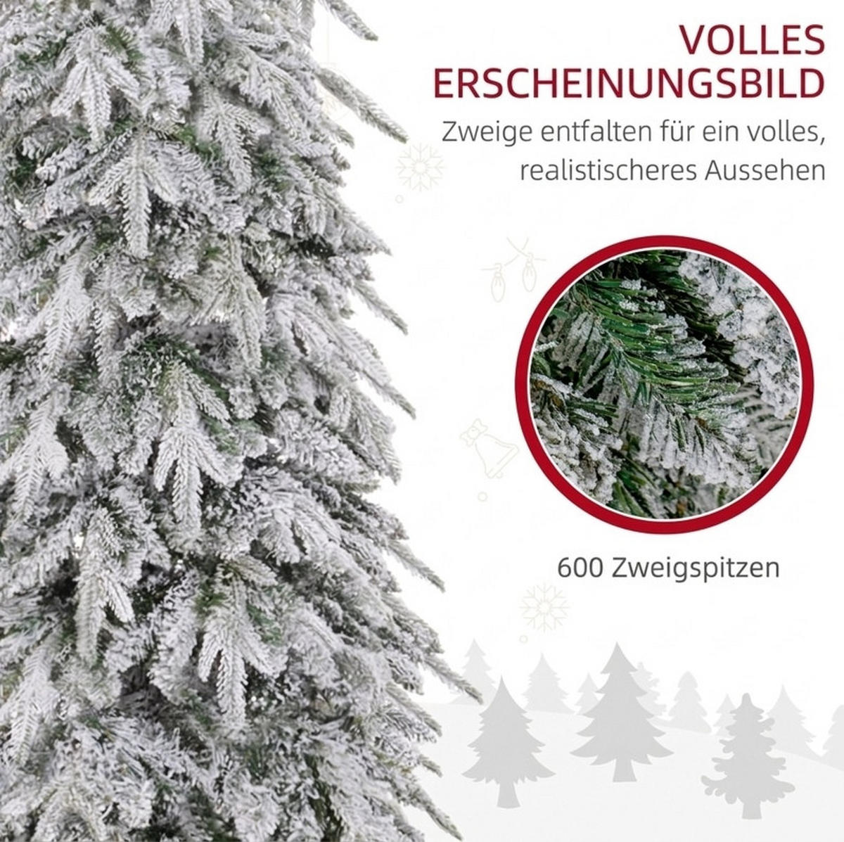 WEIHNACHTSBAUM Ø80/180 cm aus Metall mit Kunstschnee und Auto-Öffnung, Grün - Grün, Metall (180cm) - OKMYHOME