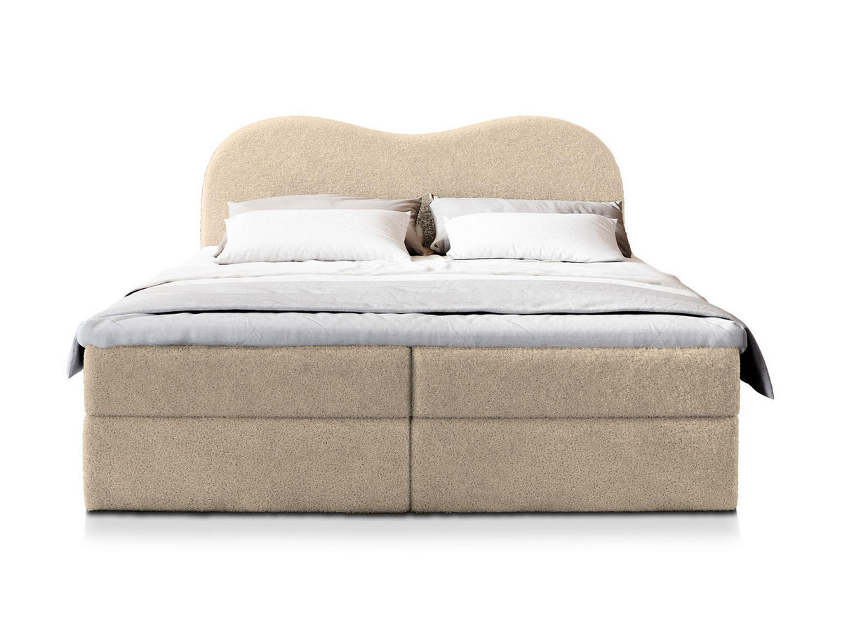 POSTEL BOXSPRING FLUVIA 180x200 cm, s matrací a úložným prostorem, krémová - krémová, kompozitní dřevo/textil (180/200cm) - MASSENO