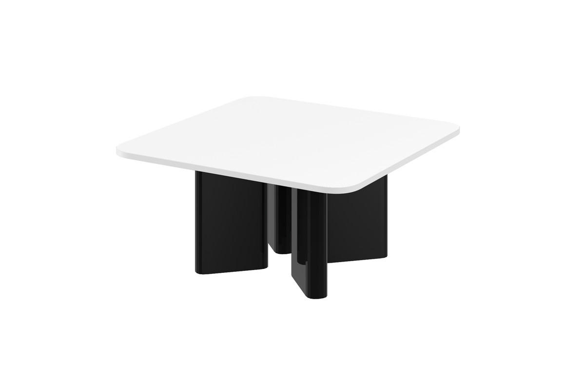 designimpex Couchtisch Schwarz Hochglanz, Weiß Hochglanz 80x50x80 cm