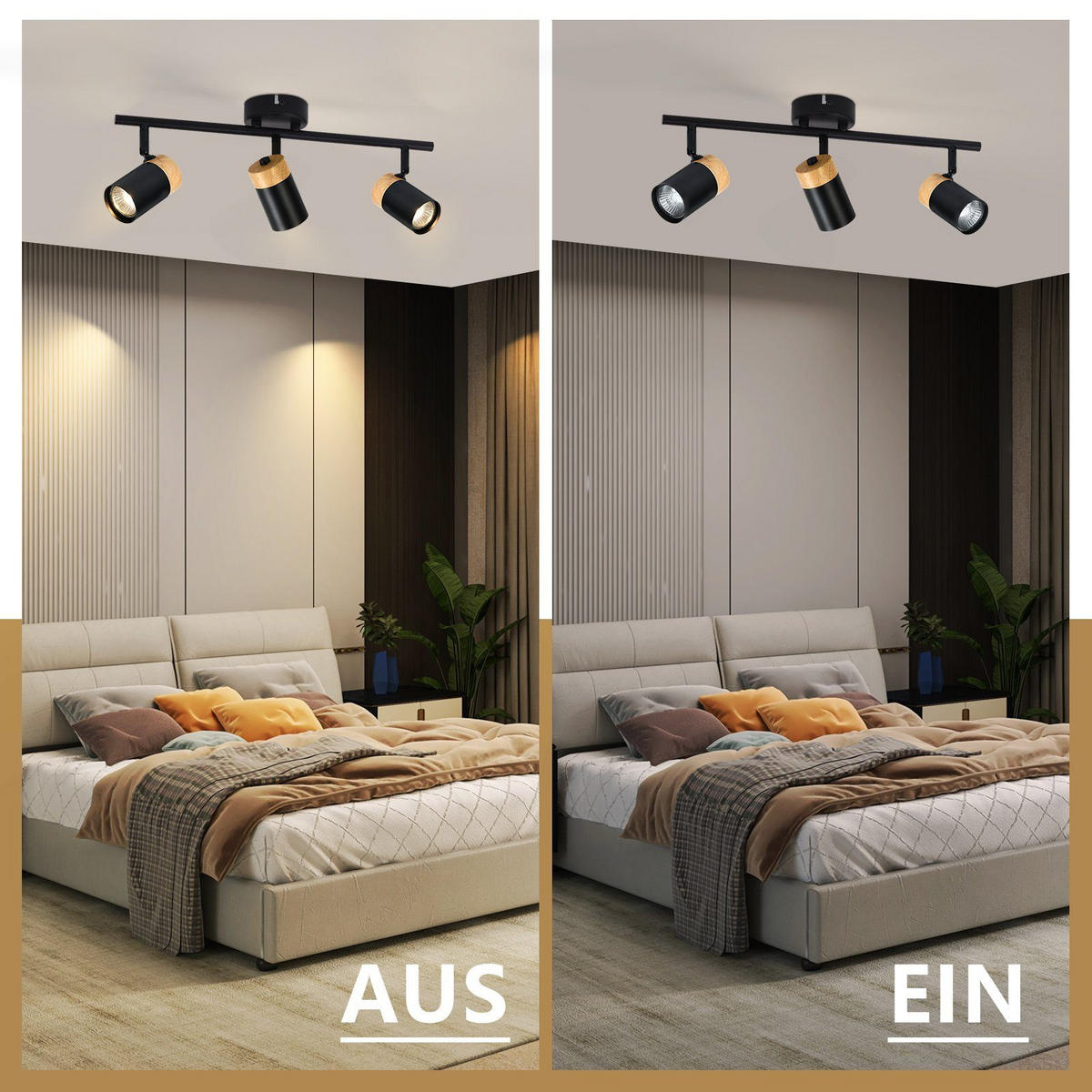 DECKENLEUCHTE Doris 3-flammig 41.5/9/19 cm - Schwarz, Metall (48/9/19cm) - Nettlife