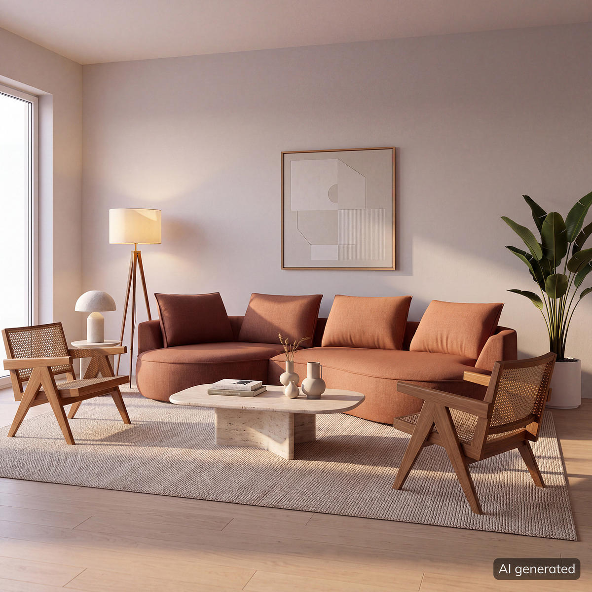 BIGSOFA - Beige/Schwarz, Kunststoff/Textil (322/82/154cm) - home24
