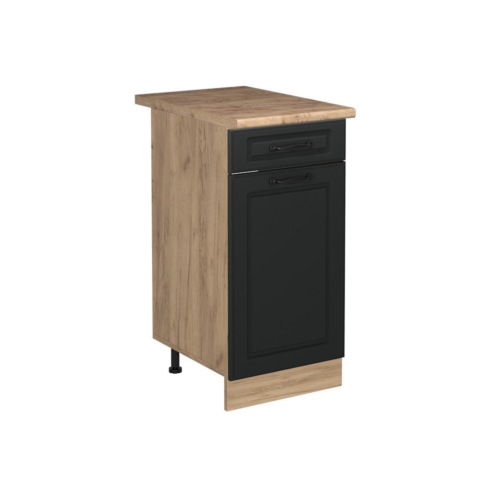 KÖKSUNDERSKÅP R-Line, Antracit hus på landet/Goldkraft ek, 40 cm Auksinis ąžuolas stalviršis Antracit, Honungsek 81.6/40/60 cm