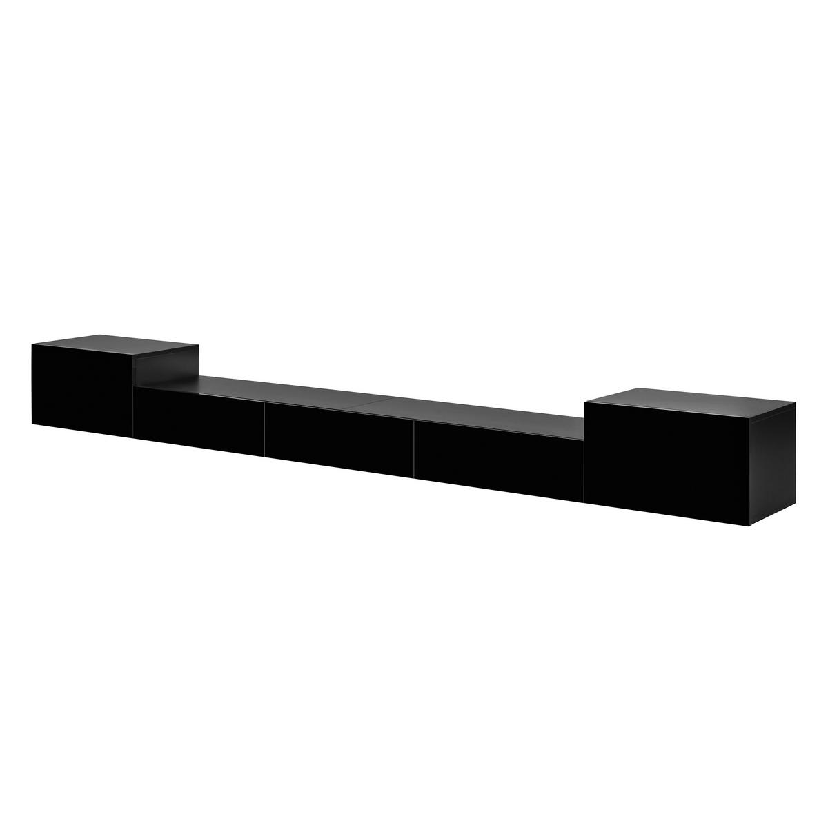 TV-SCHRANK 245/30/26 cm Schwarz mit LED-Beleuchtung und Hochglanz-Türen - Schwarz, Holzwerkstoff (245/26/30cm) - Oxeza